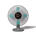 Rowenta Desktop Air Cooler Fan With Mesh Cover Blue Blades And Grey Base