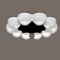 White Petal Shaped Glass Chandelier With Brown Base On Ceiling