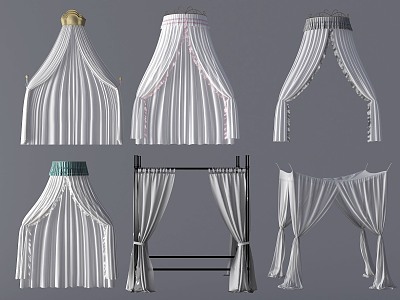 Modern drapery mosquito net bedding drapery gauze curtain 3d model