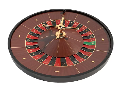 Classic Wooden Frame Round Wall Clock With Golden Hands Red Black Number Dials 3d model