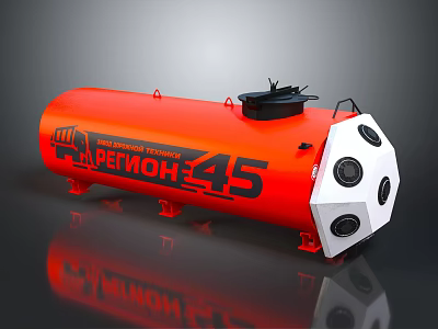 Orange Cylindrical PETMON 45 Tank With Black Top And White Hexagonal Sides 3d model