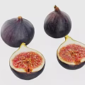 Fresh Ripe Figs Display Whole and Sliced with Red Flesh and Seeds