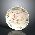 Vintage Bouquet Fall 1912 Themed Plate With Decorative Edges And Human Illustrations