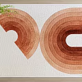 Square Rug With Layered Brown Curved Patterns On Beige Background