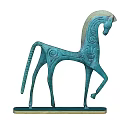 Turquoise Horse Shaped Ornament Decoration Set With Artistic Spiral Patterns And Stable Base