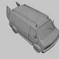 Blue Cargo Van Exterior With Roof Rack And Yellow Black Stripes