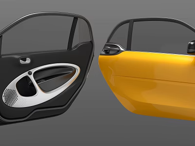 Yellow Car Door Exterior With Black Trim And Interior Design Details 3d model