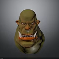 Green Monster Head 3D Model With Prominent Teeth Nose Ring And Fierce Expression