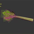Fresh Green Celery Stalk With Vibrant Leaves And Reflection On Black Surface 3d model