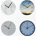 Modern Wall Clocks With Geometric Patterns And Various Shapes In Blue Gray Tones 3d model