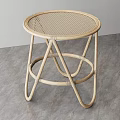 Round Rattan Coffee Table With Crossed Legs And Minimalist Natural Design