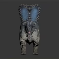 Blue White Triceratops Dinosaur with Striped Frill and Curved Horns Model