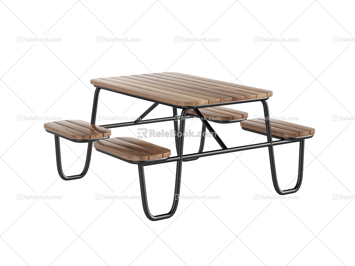 Simple Dining Table and Chair Solid Wood Metal Elegant Atmosphere 3d model