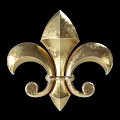 Golden Fleur De Lis Decorative Metallic Design With Ornate Details On Black Background