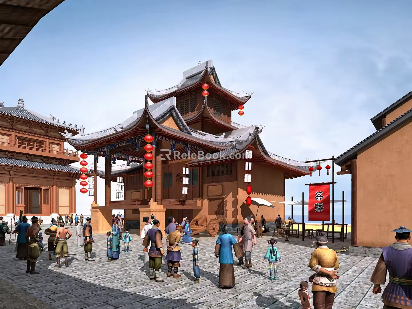 Chinese-style Song Dynasty Theater Immersive Featured Architecture Ancient Architecture National Tide Ancient Style Film and Television Card-in Street 3d model