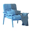 Comfortable Brown Leather Leisure Chair With Soft Pillows And Plaid Blanket