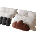 Soft Decorative Pillows Including White Black H Shaped And Brown Cloud Shaped Designs