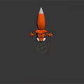 Red Fox Character in Black Outfit With White Soled Boots 3D Model Pose