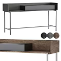 Minimalist Modern Desk With Wooden Tabletop Metal Legs And Drawer Storage Space