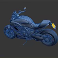 Sleek Dark Blue Modern Motorcycle With Streamlined Body And Leather Seat
