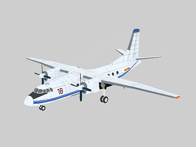 Military Fighter Jet With Number 18 Twin Propellers And Aerodynamic Wing Design 3d model