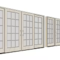 Sliding Doors In Multiple Styles Featuring Different Frame Colors And Glass Patterns 3d model