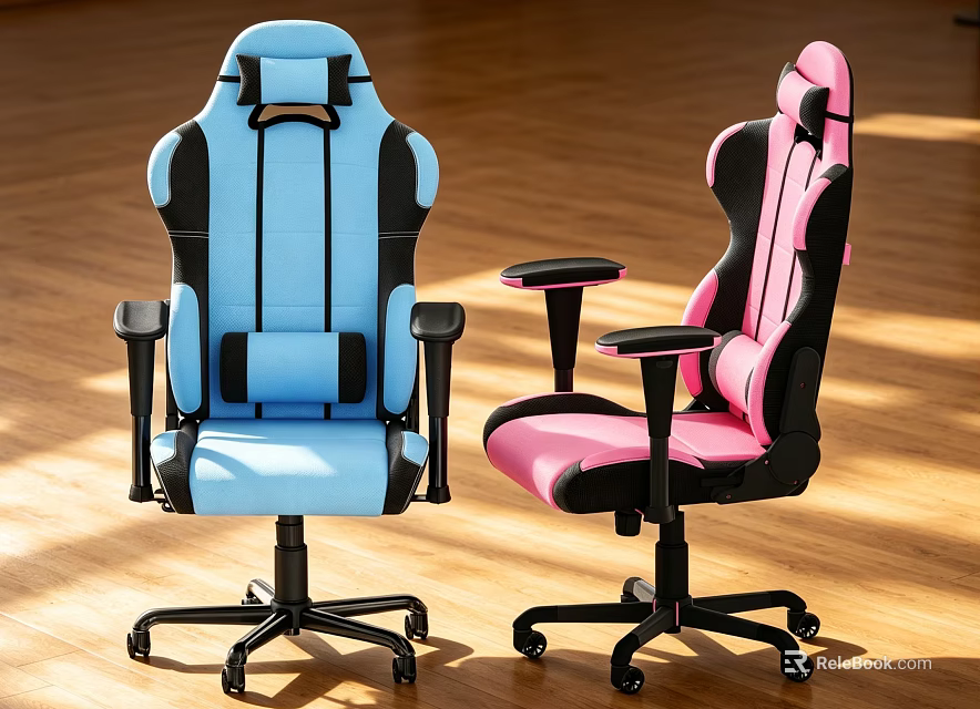 Modern Blue And Pink Ergonomic High Back Office Chairs For Gaming And Daily Work 3d model 