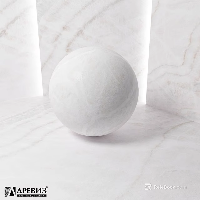 White Sphere Component Placed On Polished Marble Surface Background 3d model 