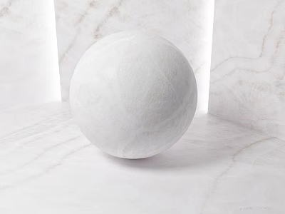 White Sphere Component Placed On Polished Marble Surface Background 3d model