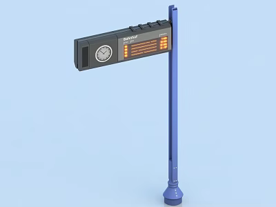 Datalogic Computer Input Device Featuring Black Housing Blue Support Pole And Display Panel 3d model