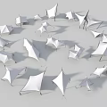 Modern Geometric Tensile Membrane Structures With Circular Arrangement Design 3d model