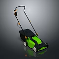 Garden Lawn Plants Maintenance With Green Black Electric Lawn Mower Orange Handles White Wheels