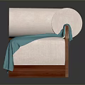 Modern Pink Sofa With Wooden Frame Rolled Cushion And Blue Throw Blanket
