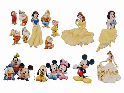 Decorative Disney Character Charms Featuring Snow White Seven Dwarfs Belle Mickey Minnie 3d model