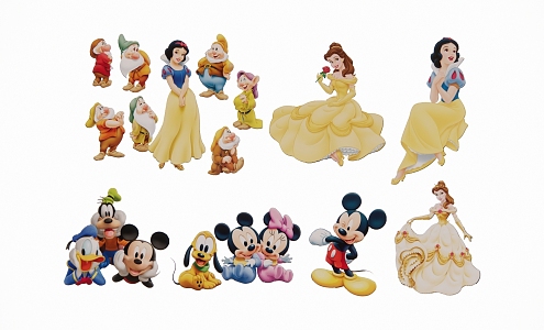 2D Seven Small Committee People Snow White Mickey Mouse 3d model