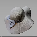 Stylish Wide Brim Straw Hat With Light Blue Bow Decoration For Summer