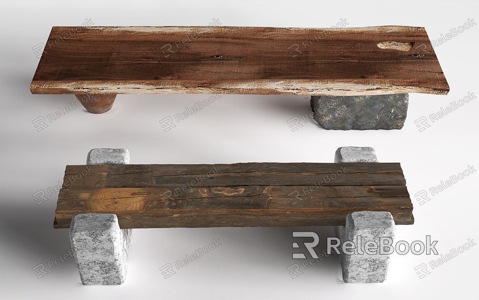 Chinese Bench Bench Solid Wood Bench Old Wood Board model