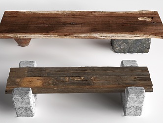 Chinese Bench Solid Wood Bench Old Wood Board 3d model