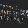Diverse Group of People in Various Poses and Different Casual Outfits