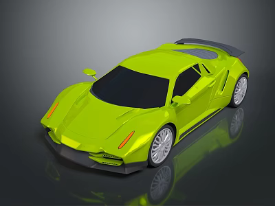 Bright Yellow Sports Car With Sleek Aerodynamic Design And Black Roof 3d model