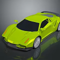 Bright Yellow Sports Car With Sleek Aerodynamic Design And Black Roof