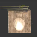 Rustic Wooden Platform With Scaffolding Structure Gray Wall And Small Plant