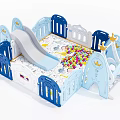 Children's Play Equipment With Slide Colorful Balls Pool And Castle Shaped Railings