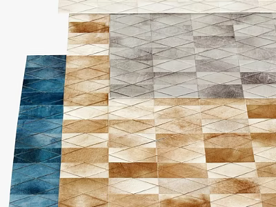 Modern Square Rugs With Blue Brown Beige Geometric Patterns And Textured Design 3d model