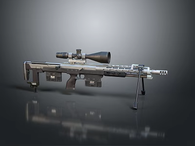 Modern Tactical Sniper Rifle With High Power Scope And Tripod Stand 3d model