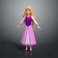 Beautiful Princess Game Movie Character With Long Blonde Hair And Purple Pink Dress