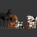 Collection of Various Animal Characters Including Horses Deer Cows Chickens and Ducks