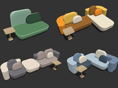 Modern Sofa Coffee Table Combination Leisure Stitching Sofa 3d model