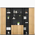 Modern Wooden Bookcase With Multiple Open Shelves Books Decorative Items And Potted Plants