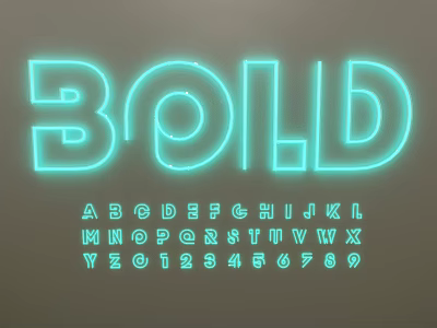 Neon Light Set with Bold Letters Numbers and Glowing Design Elements 3d model